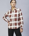 Shop Women's White Checked Slim Fit Shirt-Front