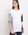 Shop Women's White Color Block Oversized T-shirt-Front