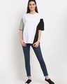 Shop Women's White Color Block Oversized T-shirt-Full
