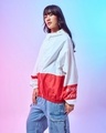 Shop Women's White Color Block Super Loose Fit Plus Size Windcheater Jacket-Design