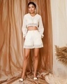 Shop Women's White Cotton Shorts-Front