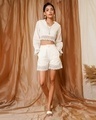Shop Women's White Cotton Shorts-Full