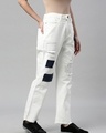 Shop Women's White Cut & Sew Straight Fit Jeans-Design
