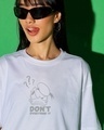 Shop Women's White Don't Overthink Graphic Printed Oversized T-shirt