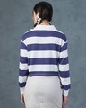 Shop Women's White & Blue Donald Striped Oversized Polo Short Top-Design