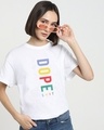 Shop Women's White Dope Shit Typography Boyfriend T-shirt-Front