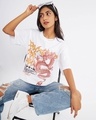 Shop Women's White Dragons are Real Graphic Printed Oversized T-shirt-Front
