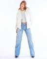 Shop Women's White Dramatic Typography Super Loose Fit Jacket-Full