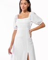 Shop Women's White A-Line Midi Dress-Front