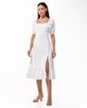 Shop Women's White A-Line Midi Dress-Full