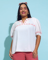 Shop Women's White Embroidered Plus Size Top-Front