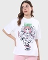 Shop Women's White Fight For Remote Graphic Printed Oversized T-shirt-Front