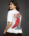 Shop Women's White Flame Graphic Printed Oversized T-shirt-Front