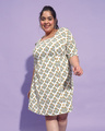 Shop Women's White  Floral Printed Plus Size Dress-Front