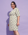 Shop Women's White  Floral Printed Plus Size Dress-Design