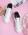 Shop Women's Black Floral Printed Sneakers-Front