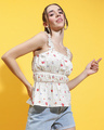 Shop Women's White Floral Printed Top-Front