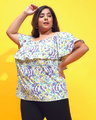 Shop Women's White Floral Printed Plus Size Top-Design