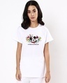Shop Women's White Friends Forever Mickey (DL) Graphic Printed Boyfriend T-shirt-Front