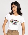 Shop Women's White Friends Forever Mickey (DL) Graphic Printed Slim Fit T-shirt-Front