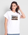 Shop Women's White Friends Photographic Graphic Printed Boyfriend T-shirt (FRL)-Front