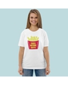 Shop Women's White Fries Before Guys Graphic Printed T-shirt-Front