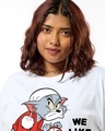 Shop Women's White Funny Tom & Jerry Graphic Printed Oversized Plus Size T-shirt