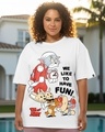 Shop Women's White Funny Tom & Jerry Graphic Printed Oversized Plus Size T-shirt-Front