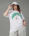 Shop Women's White Garfield Graphic Printed Oversized Plus Size T-shirt-Front