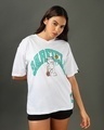 Shop Women's White Garfield Graphic Printed Oversized T-shirt-Front