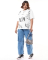 Shop Women's White Garfield League Graphic Printed Oversized Plus Size T-shirt-Full