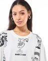 Shop Women's White Garfield League Graphic Printed Oversized T-shirt