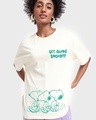 Shop Women's White Get going Snoopy Graphic Printed Oversized T-shirt-Front