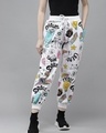 Shop Women's White Graphic Printed Joggers-Front