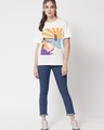 Shop Women's White Graphic Printed Loose Fit T-shirt-Full