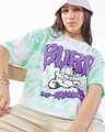 Shop Women's White & Green Burp Tie & Dye Oversized T-shirt-Front