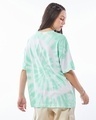 Shop Women's White & Green Burp Tie & Dye Oversized T-shirt-Full