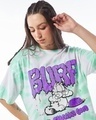 Shop Women's White & Green Burp Tie & Dye Oversized T-shirt