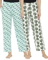 Shop Pack of 2 Women's White & Green Printed Pyjamas-Front