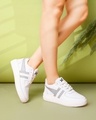 Shop Women's White & Grey Color Block Sneakers-Front