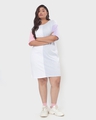 Shop Women's White-Grey Melange Color Block Plus Size Relaxed Fit Dress-Front