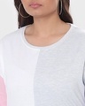Shop Women's White-Grey Melange Color Block Plus Size Relaxed Fit Dress