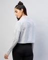 Shop Women's White & Grey Striped Oversized Crop Shirt-Design