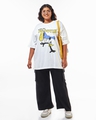 Shop Women's White Groovin Graphic Printed Oversized Plus Size T-shirt-Full