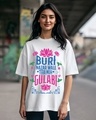 Shop Women's White Gulabi Graphic Printed Oversized T-shirt-Front