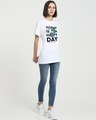 Shop Women's White Happy Earth Typography Boyfriend T-shirt-Design