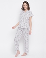 Shop Women's White Hello Kitty Print Top & Pyjama Set-Front