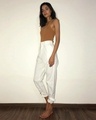 Shop Women's White High Rise Relaxed Fit Joggers-Full