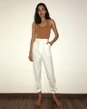 Shop Women's White High Rise Relaxed Fit Joggers