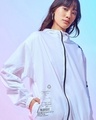 Shop Women's White Hype Mart Typography Oversized Windcheater Jacket
